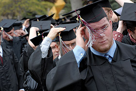 Picture of students in cap and gowns