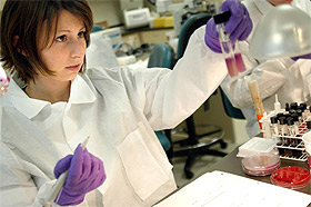 Picture of student in lab.