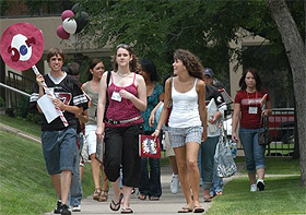 Picture of students walking outside.