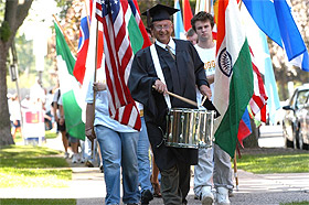 Picture of drummer and flag bearers