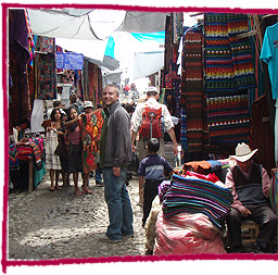 Picture of student in a market.
